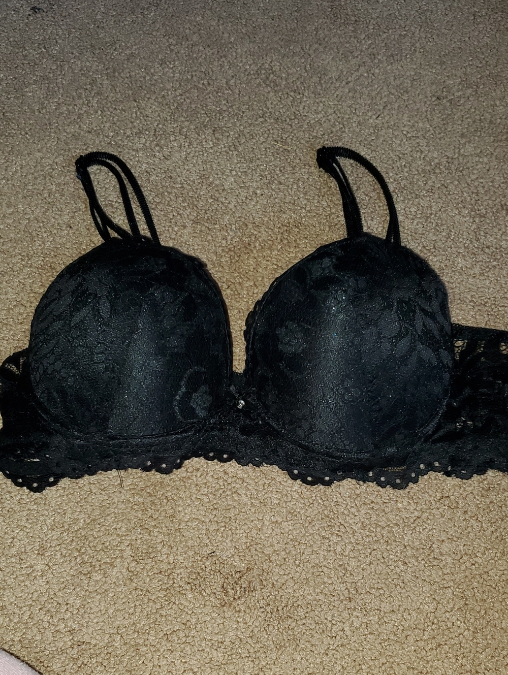 Black Lace Bra with Scalloped Trim